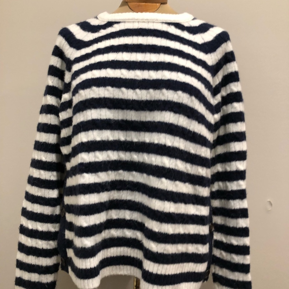 J Crew -Navy Stripe Alpaca Sweater